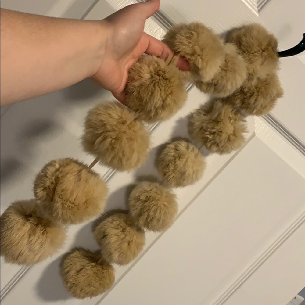 Rabbit Fur Pompom Scarf